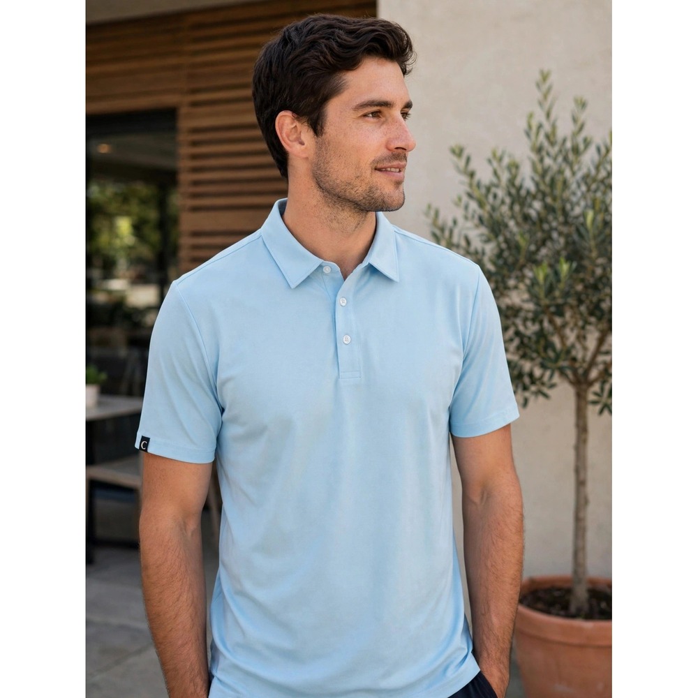 Criquet Mens Performance Polo Shirt XXL Blue Pima Cotton Blend Short Sleeve